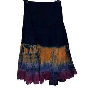 Vintage L.A. Blues Boho Tie Dye Cotton Midi Skirt Size 16W NWT